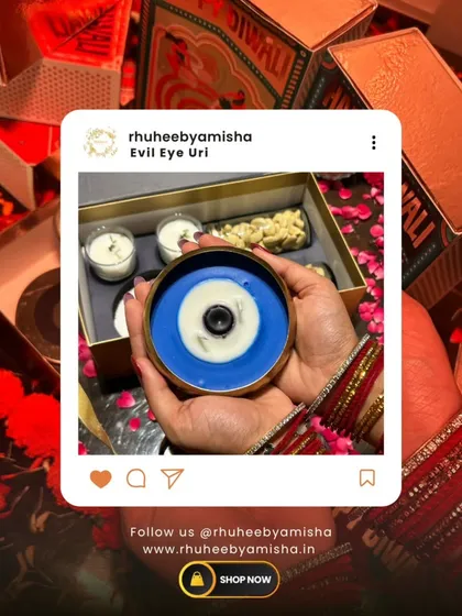 'Kisi ki nazar na lage.' Our Evil Eye Urli Candle is handcrafted to protect your space with good vibes and divine fragrance, making it a perfect festive gift.
