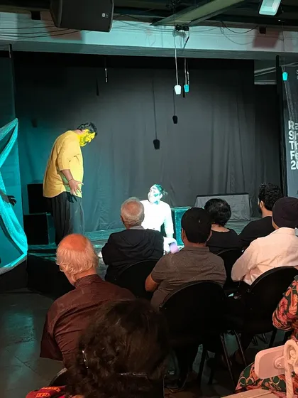 A scene from our performance of "Punyakoti" at the Ranga Shankara Theatre Festival, showcasing our fusion of folk and contemporary styles.