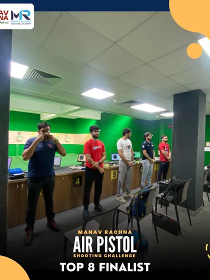 The finalists line up at our indoor range during the Air Pistol Challenge. The atmosphere is always charged with focus and determination.