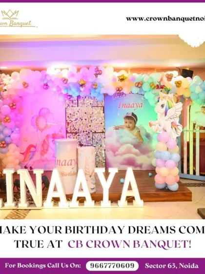 A unicorn and clouds themed first birthday. This beautiful stage setup with a light-up name and number creates a whimsical and dreamy backdrop for a magical celebration.