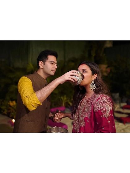 A candid moment from Parineeti Chopra's Karva Chauth celebration. The soft, elegant makeup by my student looks absolutely beautiful.