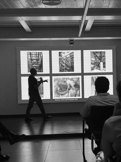 Presenting a walk-through of the MAP museum's design and construction journey to a group of fellow architects and students.