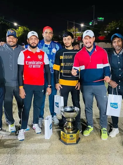 The winning team, Ground Shot Experts, celebrating with their trophy and prizes. It's a great feeling to end a tournament on a high.