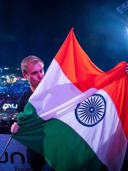 An iconic image of Armin van Buuren with the Indian flag, used to promote his much-anticipated return tour.