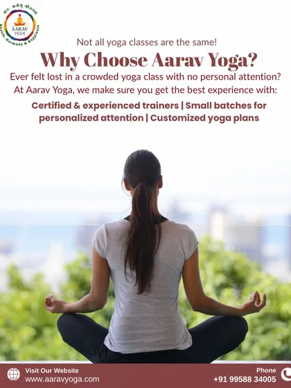 Wondering what makes our studio different? We focus on you. This image highlights our commitment to small batches for personalized attention, guidance from certified trainers, and customized yoga plans that fit your specific goals and lifestyle.