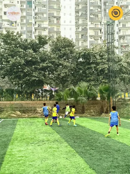 Our team on the attack, moving the ball up the field with purpose and teamwork.