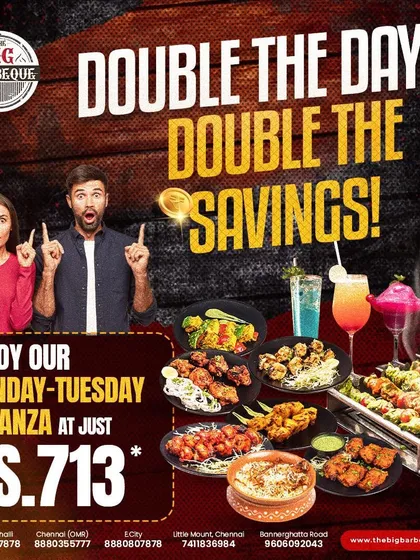 Double the days, double the savings. Enjoy our Monday and Tuesday Bonanza at just ₹713.