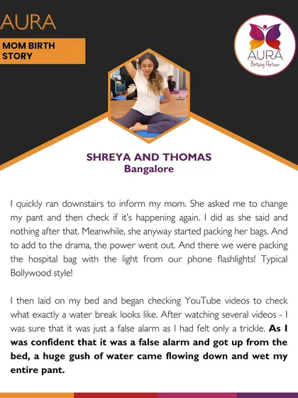 Shreya shares the dramatic and funny story of her water breaking, a huge gush after she was sure it was a false alarm. A real "Bollywood style" moment.