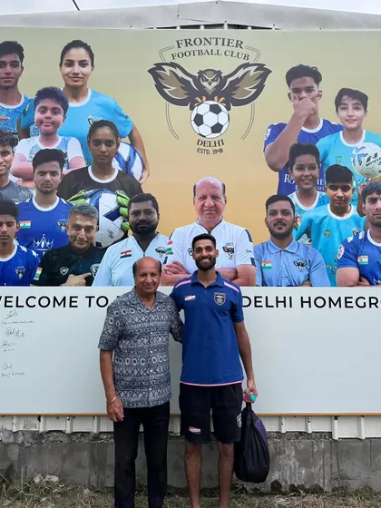 Our management with a player from the Odisha FC senior team. Hosting ISL teams is an honor and a great learning experience for our club.