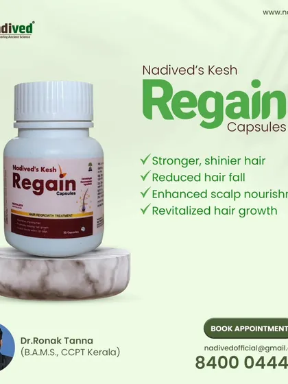 My Kesh Regain Capsules are an Ayurvedic solution for hair wellness that works from the inside. This formulation is designed to strengthen hair from the roots, nourish the scalp, and reduce hair fall.