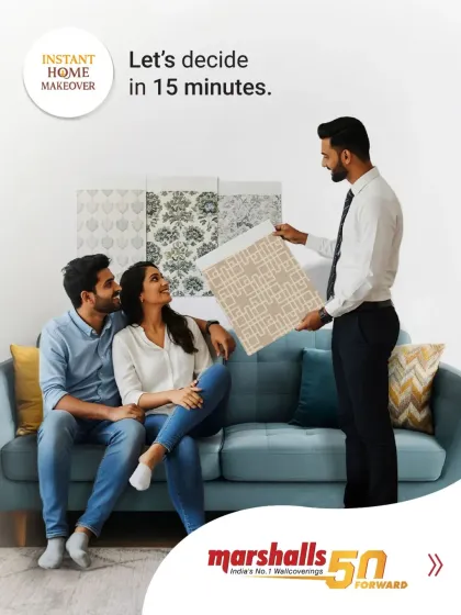 Feeling confused by too many choices? Don't worry, hum sambhal lenge. Our design experts help you shortlist the perfect patterns for your home in just 15 minutes, making the decision process quick, easy, and enjoyable.