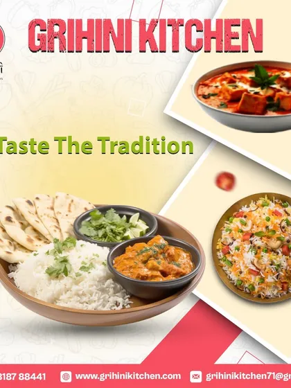 Taste the tradition in my cooking. This plate features classic dishes like paneer butter masala, rice, and naan, which are staples of North Indian cuisine.