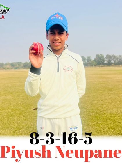 Piyush Neupane with the ball after another 5-wicket haul. His consistency in taking wickets is amazing.