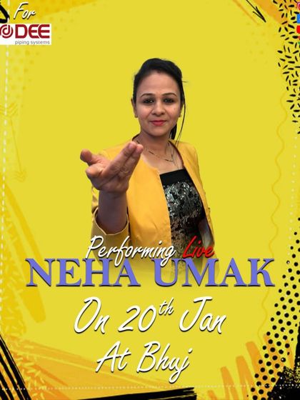 A vibrant poster for my show for Dee Piping Systems in Bhuj. The design reflects the dynamic energy of my live sand art.