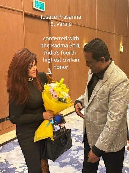 Presenting a bouquet to Justice Prasanna B. Varale of the Supreme Court of India. It is an honor to interact with members of the judiciary who uphold our constitutional values.