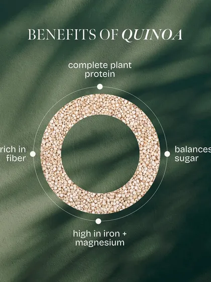 Quinoa is a fantastic grain that I recommend frequently. It's a complete plant protein, rich in fiber to keep you full, and helps balance blood sugar. It's also high in iron and magnesium, crucial minerals for energy.