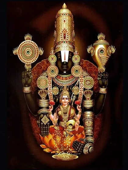 This image of Lord Venkateswara and Goddess Lakshmi together represents the divine union that brings both spiritual and material wealth to devotees.