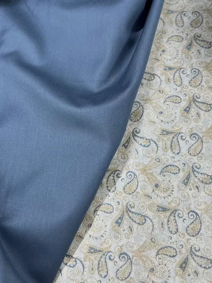 A beautiful paisley print fabric from my kurti izaar collection. This can be paired with a solid blue izaar to create a classic and comfortable outfit.