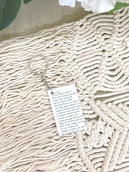 The reverse side of the Spotify keychain, showing how you can add a custom message or letter to make the gift even more personal.