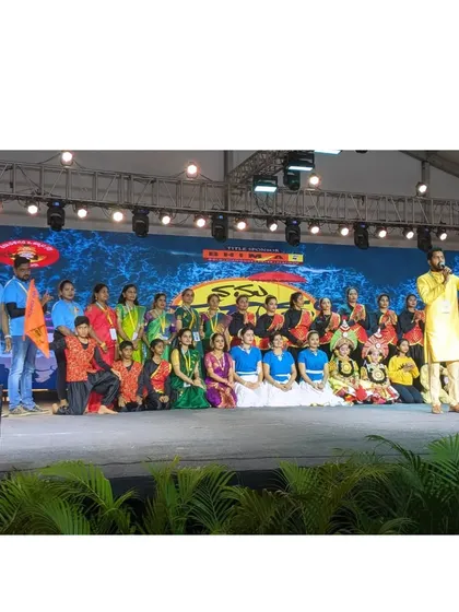 The full troupe on stage at the Karavali Utsava. We perform at various community and regional cultural festivals, celebrating the diversity of Indian arts.