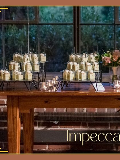 My setups and food are designed to be an affair to remember. This dessert table, featuring a beautiful cake and individual dessert cups, showcases my culinary expertise and my ability to impress your guests.