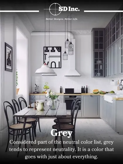 Grey is a versatile neutral that works with almost everything. This kitchen uses grey cabinetry to create a modern, chic look that is both timeless and on-trend.