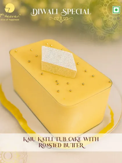 An exquisite fusion for Diwali. Our Kaju Katli Tub Cake with Roasted Butter reimagines the classic Indian sweet in a modern tub cake format.