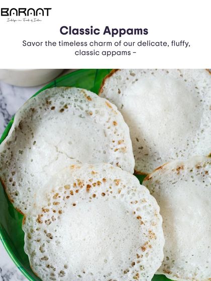Savour the timeless charm of our delicate and fluffy Classic Appams, with their soft centre and crispy, lace-like edges.