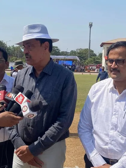Speaking to the media at the Panvel academy inauguration, sharing my vision for nurturing international talent from this region.