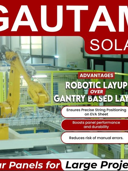 We use advanced robotic layup technology over gantry-based systems for superior panel assembly. This cutting-edge method ensures precise string positioning on the EVA sheet, boosting panel performance and durability while reducing the risk of manual errors.