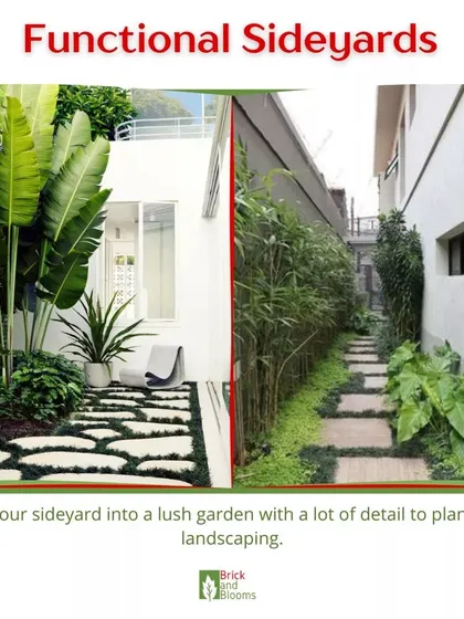 Don't neglect your side yard. We can turn this often-forgotten space into a beautiful garden path with stepping stones, or a dense bamboo grove for a touch of green privacy.