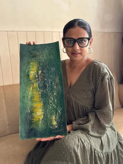 Sitting with one of my favorite series of textured artworks. Each piece explores different facets of the Wabi-Sabi philosophy, finding beauty in the imperfect and weathered.