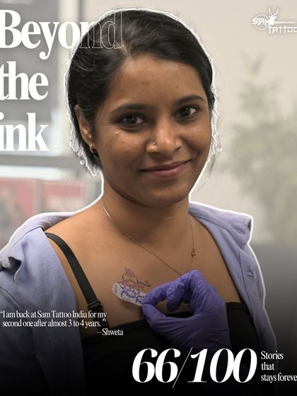 "I am back at Sam Tattoo India for my second one after almost 3 to 4 years." Shweta, a returning client, ready for her new piece.