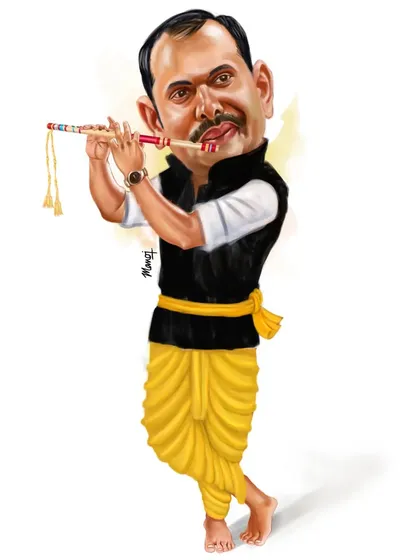 A caricature of the talented flutist Mohit Shastry, capturing him in his element.