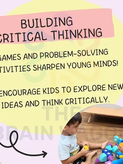 We build critical thinking through games and problem-solving activities. Our goal is to encourage kids to explore new ideas and think critically, whether they are building with blocks or telling a story.