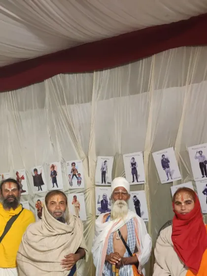 A group of sadhus visiting my art display at the Timeless Ayodhya Festival.