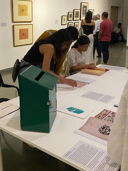 The library table at 'Hand Prints' was a popular feature, allowing visitors to spend time and delve into the artist's world.