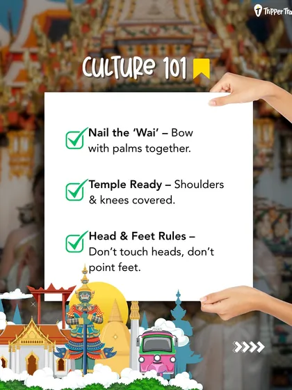 A quick guide to Thai culture to help you travel respectfully. Learn the 'Wai' greeting, know the dress code for temples, and understand local customs to have a smooth and immersive experience.