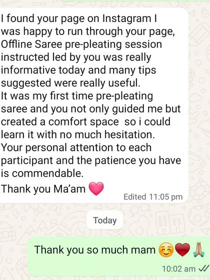 A review from a student who found my offline session informative and appreciated the comfortable space I create for learning.