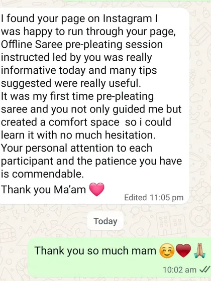 A review from a student who found my offline session informative and appreciated the comfortable space I create for learning.