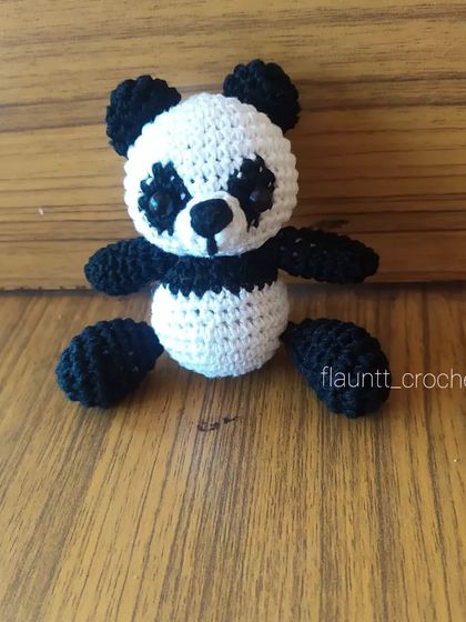 This little panda is ready to go to a new home. I make these character toys to be used as keychains or just as cute little decorations.