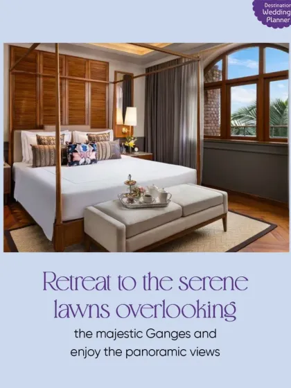 Your guests can retreat to serene rooms overlooking the majestic Ganges, ensuring a comfortable and panoramic stay.