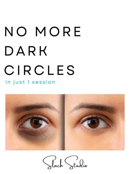 This graphic clearly states the promise of my service: no more dark circles in just one session, with a compelling before-and-after to prove it.