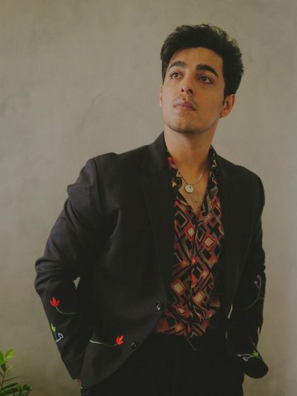 A portrait of Gagan Arora in a custom-embroidered blazer from NM Design Studio, part of a look I styled for his promotional activities.