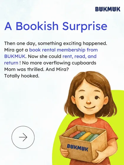 Meet Mira, an eco warrior who loves to read. This story shows how renting books from Bukmuk helped her read 100 books in 6 months, saving trees and earning her an Eco-Reader badge. Renting is a powerful way to help the planet.