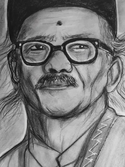 A finished pencil portrait of the great Kannada poet, Da Ra Bendre. I tried to capture the wisdom and kindness in his expression, along with his iconic look.
