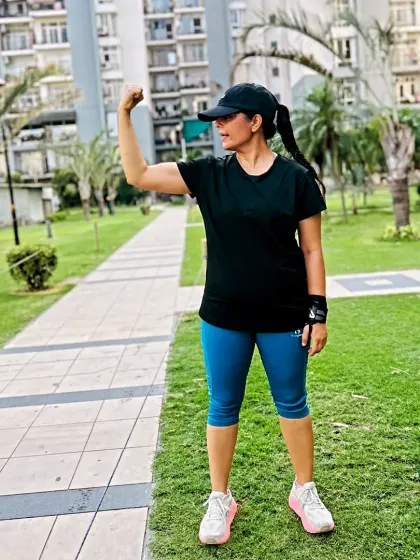 A client showing her strength and confidence.