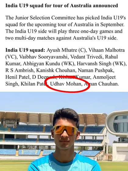 Another proud moment for our academy. Congratulations to our student Udhav Mohan on his selection for the India U19 squad. This is what happens when dedication meets the right guidance.
