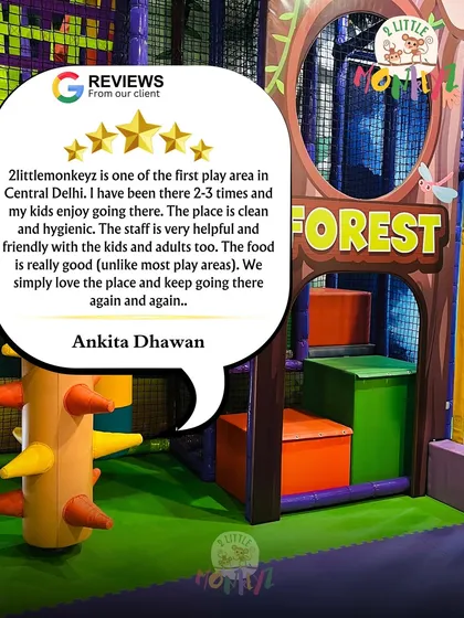 We're so proud of our five-star reviews! This feedback from a happy parent highlights our clean and hygienic environment, friendly staff, and great food, which makes us a top-rated play area in Central Delhi.