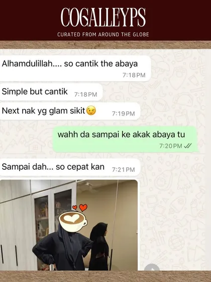 Nothing makes me happier than a happy customer! This client loved her simple but 'cantik' abaya. Seeing you enjoy your 'barang' is why I do this.